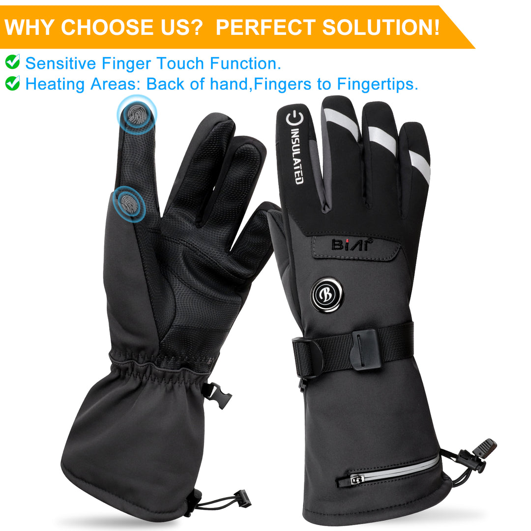 Heated Gloves, BIAL Rechargeable Electric Battery Operated Gloves Hand Warmer for Men Women Ski Snowboarding Hiking Cycling Hunting Winter