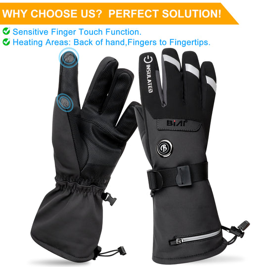Heated Gloves, BIAL Rechargeable Electric Battery Operated Gloves Hand Warmer for Men Women Ski Snowboarding Hiking Cycling Hunting Winter